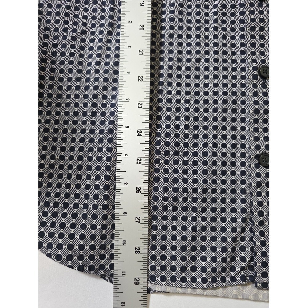 Express Slim Fit Dress Shirt Men 15-15.5 L Blue Geometric Button Up - Picture 6 of 10